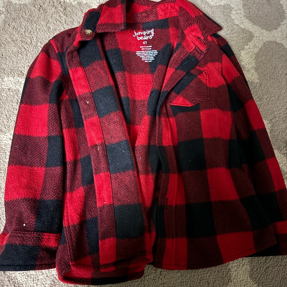 Jumping Beans Red and Black Plaid Button Down Shirt